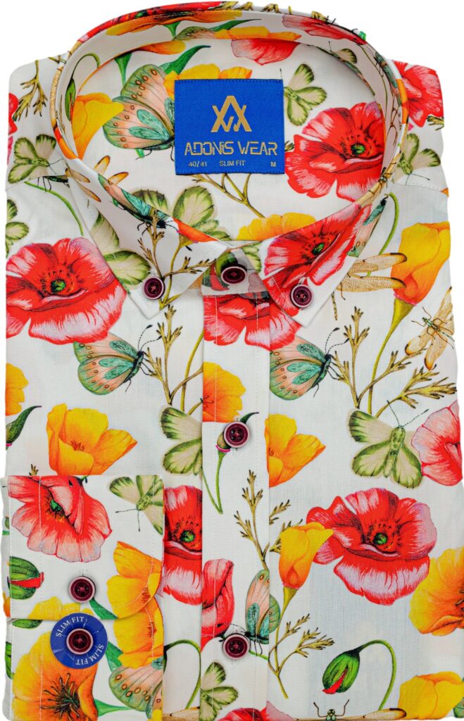 Cămașă Bărbați Maci Multicolori - Cămașă casual - Cămașă bărbați elegantă - Adonis Wear